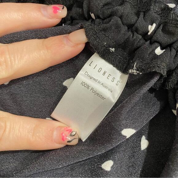 NWT Lioness String Along Mini Dress Black Heart Print Ruched Adjustable 4 - Picture 8 of 15